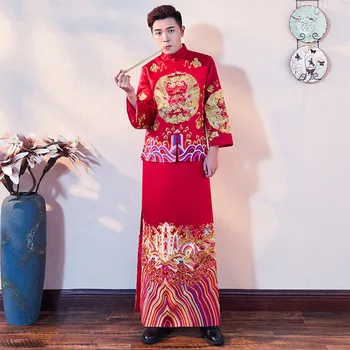 2022 xiuhe vyrų drabužiai kinijos vestuvių suknelė kinų stiliaus vyriški drakonas ir feniksas modelius senovės drabužių g105