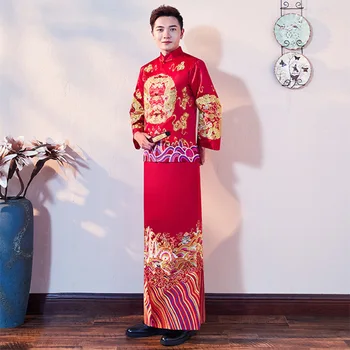 2022 xiuhe vyrų drabužiai kinijos vestuvių suknelė kinų stiliaus vyriški drakonas ir feniksas modelius senovės drabužių g105 Nuotrauka 2