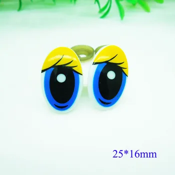 25*16 mm Ovalo formos Saugos Akys Geltonos/Mėlynos Spalvos Plastikinės Lėlės akimis, Rankų darbo Aksesuarų, Turėkite Lėlės Gyvūnų Lėlių Priėmimo - 100vnt