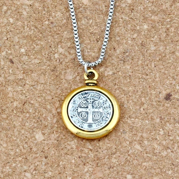 2vnt Saint San Benedetto Medalis Kryžiaus Karoliai Pakabukas Religijos, Tikėjimo Papuošalų A-278f Nuotrauka 2
