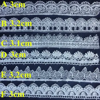3cm/3.1 cm/3.2 cm aukščiausios kokybės vandenyje tirpių poliesterio siūlai, siuvinėjimo paprasto balto floros nėrinių apdaila,RS180116D