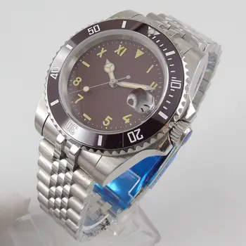 40mm Nologo Automatinė Vyrų Laikrodis Ciferblatas Safyro Stiklas Jubiliejaus Dirželis Keramikos Bezel