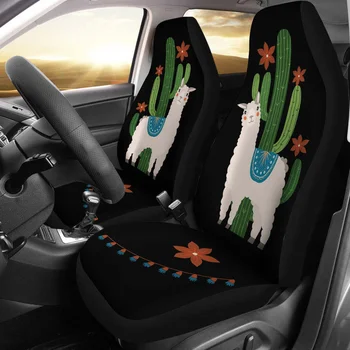 Alpaka Automobilių Sėdynių užvalkalai Boho Hipių Dizainas Su Kaktusas ir Gėlės,Pakuotėje 2 Universalus Priekinės Sėdynės Apsauginis Dangtelis