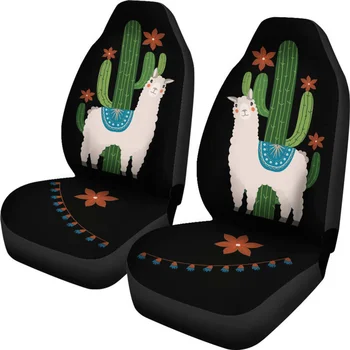 Alpaka Automobilių Sėdynių užvalkalai Boho Hipių Dizainas Su Kaktusas ir Gėlės,Pakuotėje 2 Universalus Priekinės Sėdynės Apsauginis Dangtelis Nuotrauka 2