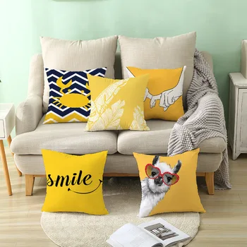 Ananasų Dekoratyvinės pagalvėlės, Geltona Geometrijos Spausdinti pagalvėlė padengti Šiaurės mesti pagalvės užvalkalą Sofa kambarį namų dekoro 45cm