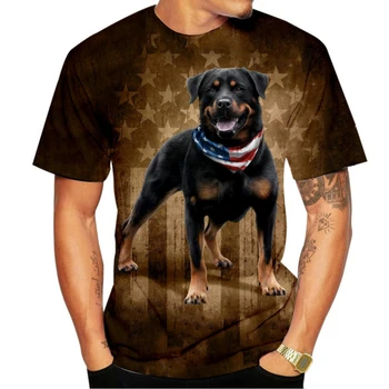 Atspausdintas T-shirt Rottweiler Mados Juokinga Gyvūnų Mažylis Sportinę Apvalios Kaklo trumparankoviai marškinėliai Naujas Vyrų Ir Moterų Topai