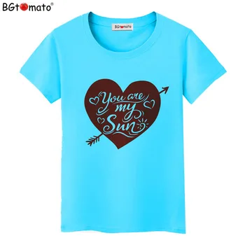 BGtomato T shirt Tu mano saulė Puikus širdies marškinėlius moterims, Naujas dizainas raudona širdis mados viršuje, trišakiai, Karšto pardavimo vasaros drabužių Nuotrauka 2