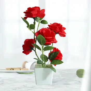 Dirbtinių Augalų Puodą Rose Darbalaukio Dekoro Dirbtiniais Šilko Gėlių Patalpų Lauko Imitacija, Gėlių Vazonas Namų Vestuvių Modeliavimas Bonsai