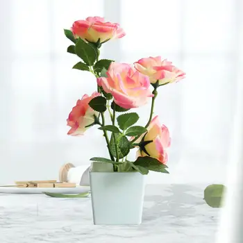 Dirbtinių Augalų Puodą Rose Darbalaukio Dekoro Dirbtiniais Šilko Gėlių Patalpų Lauko Imitacija, Gėlių Vazonas Namų Vestuvių Modeliavimas Bonsai Nuotrauka 2