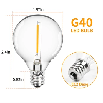 EUG40 Styginių Šviesos E12 Bazės 25Pecs Pakeisti LED Lemputės, Lauko Dcoration Styginių Šviesos Nuotrauka 2