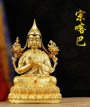 Europoje, Azijoje, Tibeto Budizmo aukštos kokybės gilding vario Gelugpa meistras ZONG KA BA tsongkhapa Budos statula Šventovės apsauga Nuotrauka 2