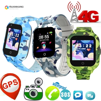 IP67 atsparus Vandeniui Smart 4G GPS Tracker Raskite Vaikai Studentų Nuotolinio Fotoaparato Ekranas Smartwatch Vaizdo SOS Skambučio Kamufliažas Žiūrėti Telefonas