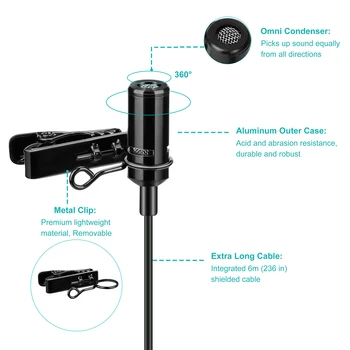 KIMAFUN Dual Mini Lavalier Microphone Fotoaparatas DSLR canon nikon,atvartas, Mikrofonas, Radijo Išmaniojo telefono 