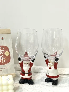 Kalėdų Senelis Senelis Ir Bobutė Aukštos Temperatūros Stiklinės Raudonojo Vyno, Puodelis Kavos Puodelio Kūrybos Kalėdų Stiklo Rinkinys