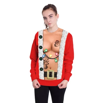 Kalėdų cosplaysexy pagimdė krūtine mados prarasti atostogų ilgomis rankovėmis megztinis moterų partijos veiklos kostiumai Unisex drabužiai Nuotrauka 2