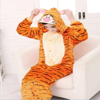 Kigurumi Moterų, Vyrų, Pižamos Tigras Onesies Suaugusiųjų Flanelė Pižama Gyvūnų Kostiumai Suaugusiųjų Mielas Animacinių Filmų Sleepwear Cosplay