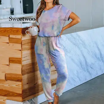 Kišeninis moterų pižama dažyti, trumpomis rankovėmis dvi tieces nustatyti ištaigingas dėvėti pižamą 2020 nauja pavasario vasaros namų kostiumas sleepwear Nuotrauka 2