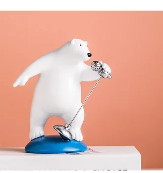 Kūrybiškumo Balionas Polar Bear Animacinių Filmų Gyvūnų Statula Mielas Gyvūnų Skulptūrų Grupė Muzikos Instrumentų Rankdarbių Apdaila Nuotrauka 2