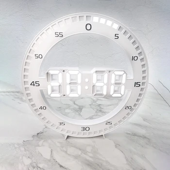 LED Skaitmeninio Apskrito Šviesos Sieninis Laikrodis 3D Žadintuvas Turas Silent Smart Jutiklis 12/24H Biuro,Mokyklos,Namų Apdaila Nuotrauka 2