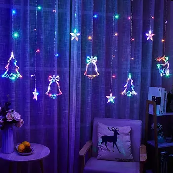 LED Star Lempos, Užuolaidų Girliandą Pasakų String Žibintai Kalėdinė Dekoracija Vandeniui Atostogų Vestuves 2023 Naujųjų Metų Dekoras