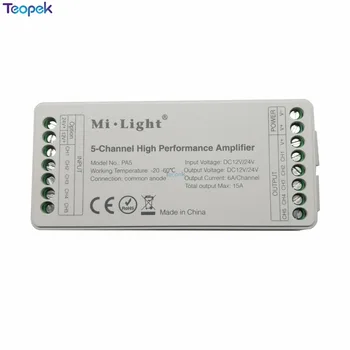 MiBoxer PA5 5 Kanalų Aukštos kokybės LED Stiprintuvo DC12-24V 15A, Skirtas RGB RGBW RGBWW RGB+BMT Led Šviesos Juostelės Nuotrauka 2