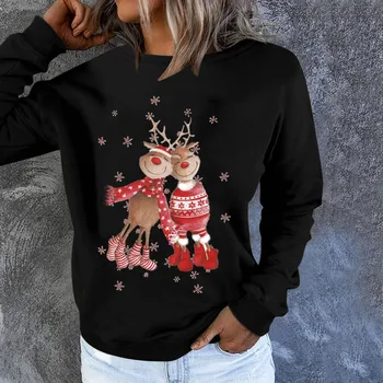 Moterų Hoodies Mados Hoodie Linksmų Kalėdų Spausdinti ilgomis rankovėmis su Gobtuvu Palaidinukė Atsitiktinis Palaidinė Megztinis Striukės Paltai Streetwear
