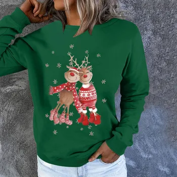 Moterų Hoodies Mados Hoodie Linksmų Kalėdų Spausdinti ilgomis rankovėmis su Gobtuvu Palaidinukė Atsitiktinis Palaidinė Megztinis Striukės Paltai Streetwear Nuotrauka 2