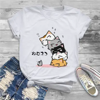 NEKO UH-OH Kawaii Merginos, Moterys T-Shirt Kačių Mylėtojas 5XL Blusas Harajuku Atsitiktinis Trumpas Rankovės Derliaus Negabaritinių Viršūnės Nuotrauka 2