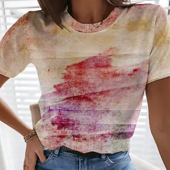 Nauja Vasaros Abstraktus Modelis 3D Print T Shirt Negabaritinių Moterų Drabužių Mados, Stiliaus moteriškų Rūbų, Marškinėlių Seksualių Merginų Tees Viršūnės
