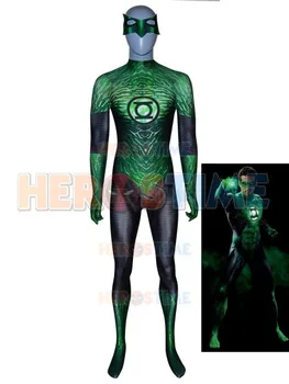 Nauja Žalia Cosplay Costum 3D Ptinted Supermeno Kostiumas Spandex Cosplay Zentai Kostiumas Helovinas Kostiumas su Kauke