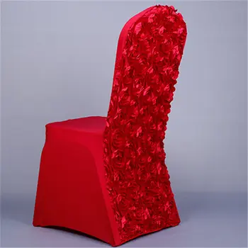 Naujas Ruožas Vestuvių Kėdžių Dangose Su Rožių Gėlių Kieta Balta Raudona Spandex Kėdė Padengti Viešbučio Pokylių Šalies Namų Tekstilės Nuotrauka 2