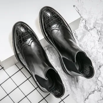 Naujas mados chel batai batai high-top odiniai batai Britų retro tendencija paprasta vyriški batai