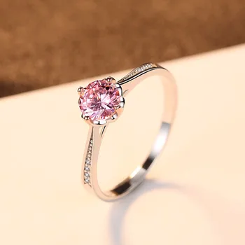 Nekilnojamojo 925 sterlingas sidabro žiedas AAAAA cirkonis rožinė kristalų moterų sužadėtuvių žiedas, vestuvių dovana Nuotrauka 2