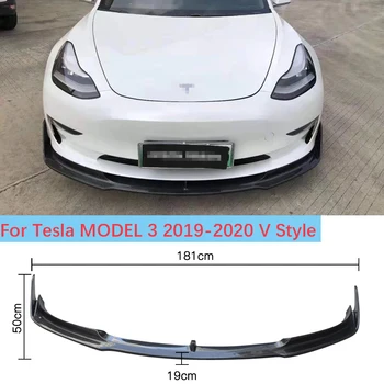 Nekilnojamojo Anglies Pluošto Priekinis Bamperis Smakrą, Lūpų spoileris už Tesla Model3 2019-2020 Modelis 3 Automobilių Stilius