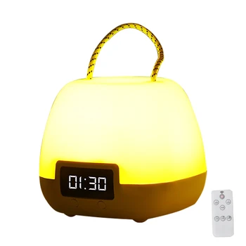 Nuotolinio Valdymo pulto Lempa USB kabeliu Skaitmeninis Displėjus Laikrodis LED Miegamojo Lovos naktinė lempa Pritemdomi Namų Dekoracijos Nuotrauka 2