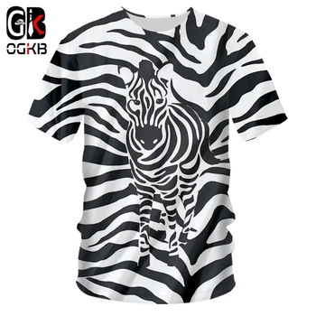OGKB Tshir Naujų Zebra stripes O Kaklo T-shirt Didelio dydžio laisvalaikio 3D Spausdinimo Asmenybės Prarasti Fitneso Treniruotės Tee Marškinėliai