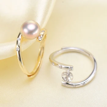 Paprastas ir Klasikinis Dizainas Pearl Žiedai Parametrai S925 Sterling Silver Pearl Žiedai Komponentai, Reguliuojama Perlų Papuošalai Aksesuaras 3Pcs