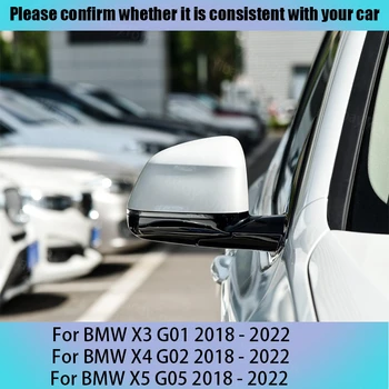 Ragų Formos, Juodos spalvos Šoniniai Veidrodėliai Apima Pakeitimo Juoda M Stiliaus BMW X3 G01 X4 G02 X5 G05 2018 2019 2020 2021 2022 Nuotrauka 2
