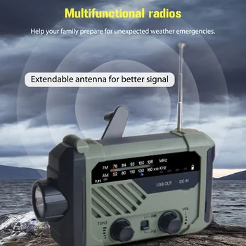 Saulės Radijas Daugiafunkcinis Nešiojamas Radijas AM, FM NOAA Lempa Žibintuvėlis SOS Įspėjimo Lauko Kempingas, Žygiai