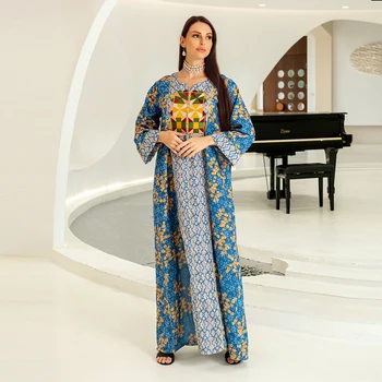 Siuvinėjimo Dubajus Turkijos Medvilnės Abaja Musulmonų Moterims 2022 Žakardo Pagal Femme Saudo Arabija Vakarą Abaja Suknelė Kaftan Maroko Nuotrauka 2