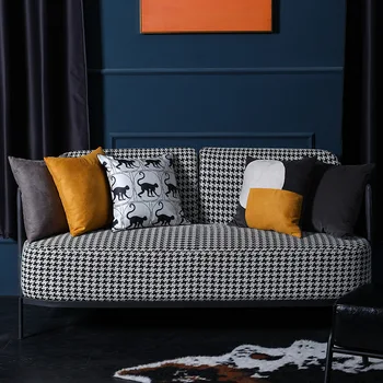 Suede kratinys minkštas dekoratyvinė pagalvėlė padengti kieta pliušinis lova, sofa-lova, pagalvė padengti gyvūnų geometrijos geltona juoda užvalkalas office 45