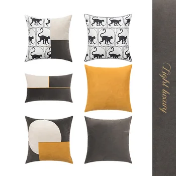 Suede kratinys minkštas dekoratyvinė pagalvėlė padengti kieta pliušinis lova, sofa-lova, pagalvė padengti gyvūnų geometrijos geltona juoda užvalkalas office 45 Nuotrauka 2