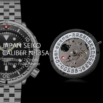TUEDIX DIZAINO Tunų Laikrodžiai Vyrams iš Nerūdijančio Plieno Automatinis Mechaninis Laikrodis 300M Vandeniui Karinės Žiūrėti NH35 Safyras Nuotrauka 2