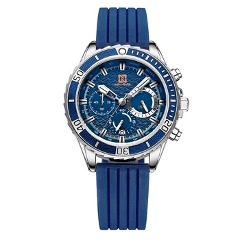 Top Brand Vyrų Automatinė Kvarco Žiūrėti Data Rankas Vandeniui Šviesiai Mėlynos Silikoninės Gumos Dirželis Wristswatch Žmogui QW011