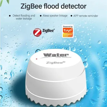 Tuya Zigbee Vandens Nuotėkio Detektorius Smart Home Realiuoju laiku Stebėti Potvynių Vandens Jutiklis 
