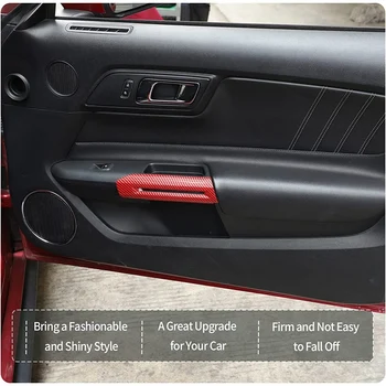 Vidaus Durų Rankena Padengti Apdailos Reikmenys Ford Mustang 2015-2021 , ABS Anglies Pluošto Raudona Nuotrauka 2