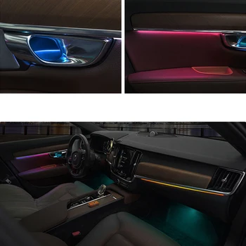 Volvo S90 V90 2017-2022 aukštos kokybės Led papuošti vandens srautas, aplinkos šviesos modifikuoti automobilio salono žibintai papuošti led juosta