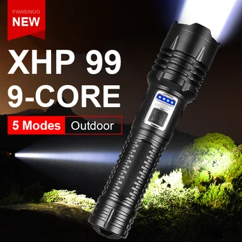 XHP70 High Power LED Žibintuvėlis USB Taktinis Įkrovimo Vandeniui 6modes Žibintuvėlis, Kempingas, Lauko 18650 100000lumen Žibintuvėlis