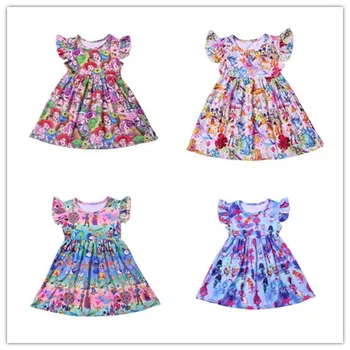kūdikių mergaičių vasaros suknelė trumpomis rankovėmis suknelė animacinių filmų drabužiai mergaitėms minkšti pieno šilko suknelė mergaitėms boutique drabužių