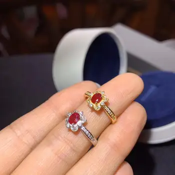 rubino žiedas moterims, natūralus akmuo mergina sidabro žiedas nekilnojamojo 925 sidabro paviršiaus aukso padengtą pasisekė birthstone gimtadienio dovana karšto